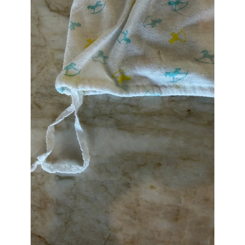Vintage baby Spencer’s White Blue Rocking Horse Sleep Sack 0-3 Months